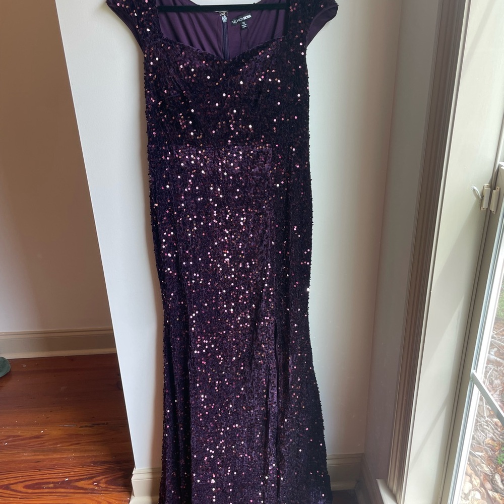 Elegant Purple Sequin Gown